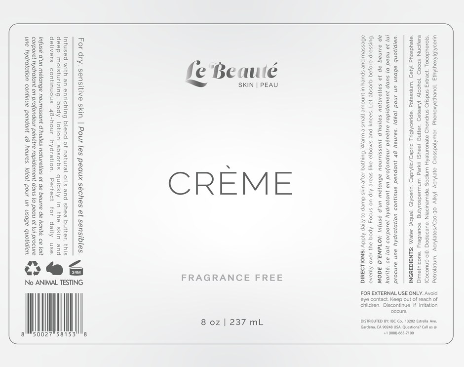 Le Beauté Fragrance Free label